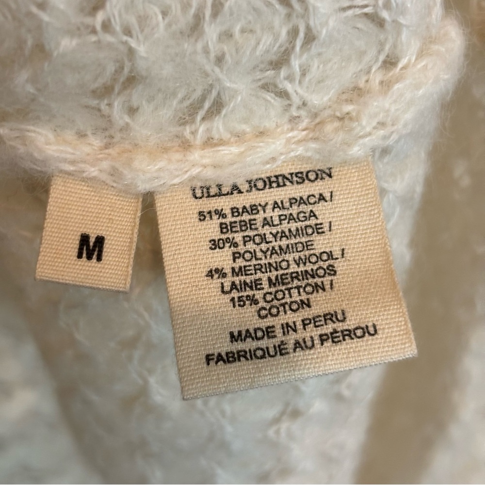 Ulla Johnson Lara Ivory Alpaca Blend Tie Neck Sweater M - Picture 7 of 8